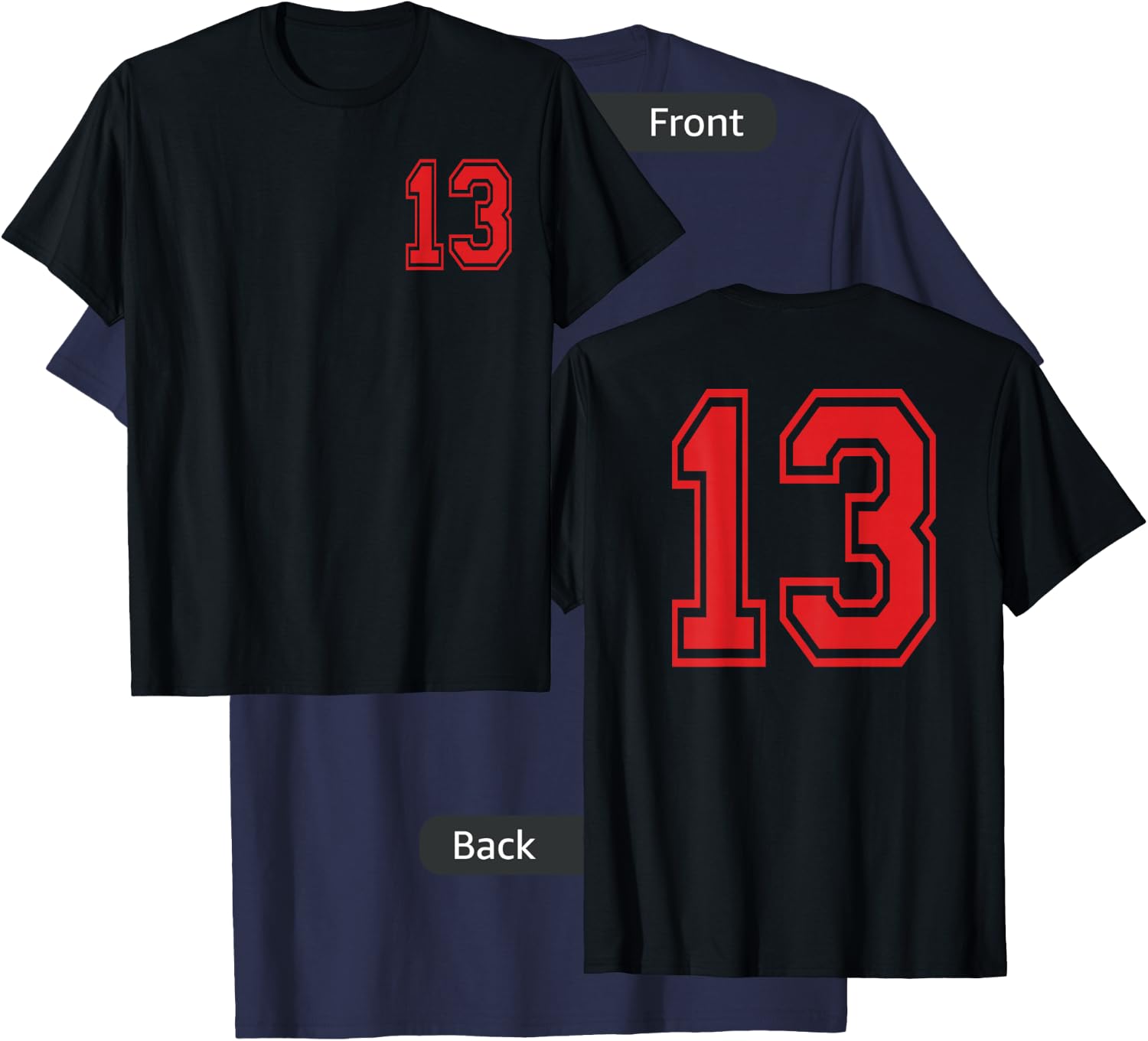 Number 13 in Red T-Shirt - T-Shirt | Navy