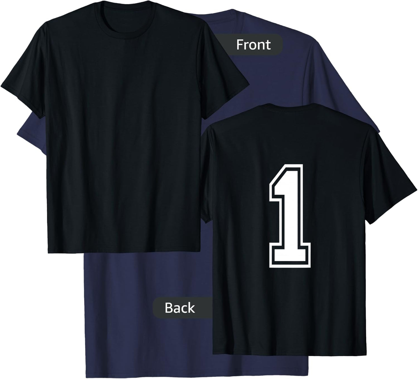 Number 1 Sports Player Number Back of Shirt Only T-Shirt - T-Shirt | Navy