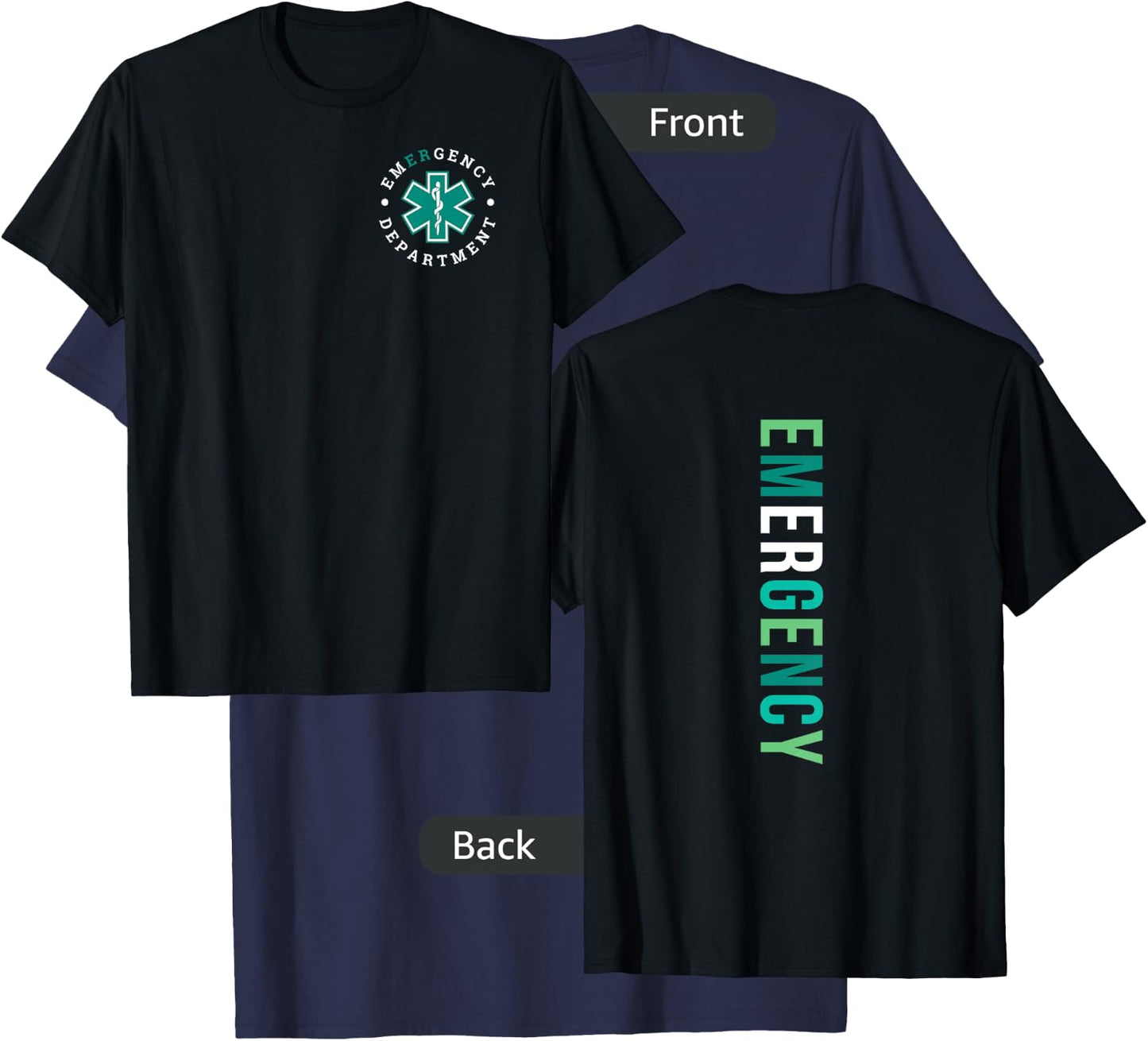 Emergency Department ER Trauma Front and Back Design , Small T-Shirt - T-Shirt | Navy
