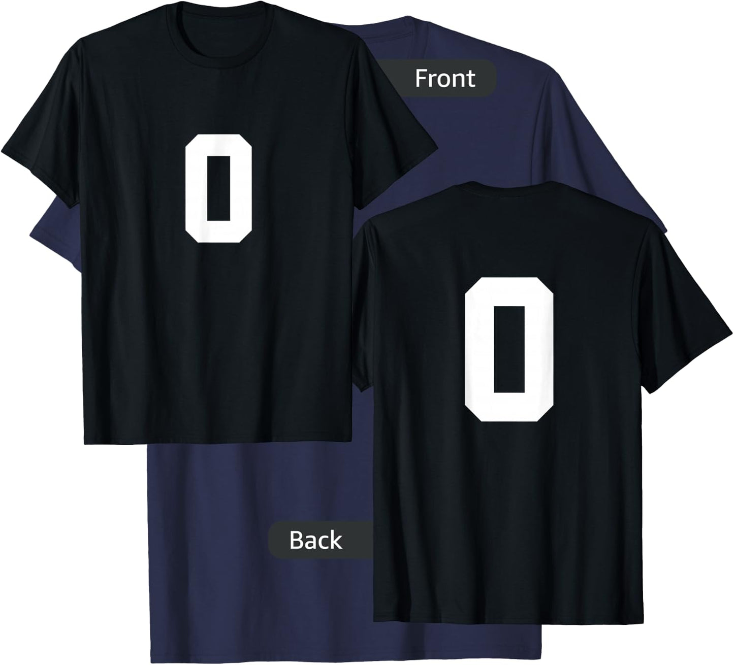 Number 0 (on Front / Back) Sports Team Number Jersey T-Shirt - T-Shirt | Navy
