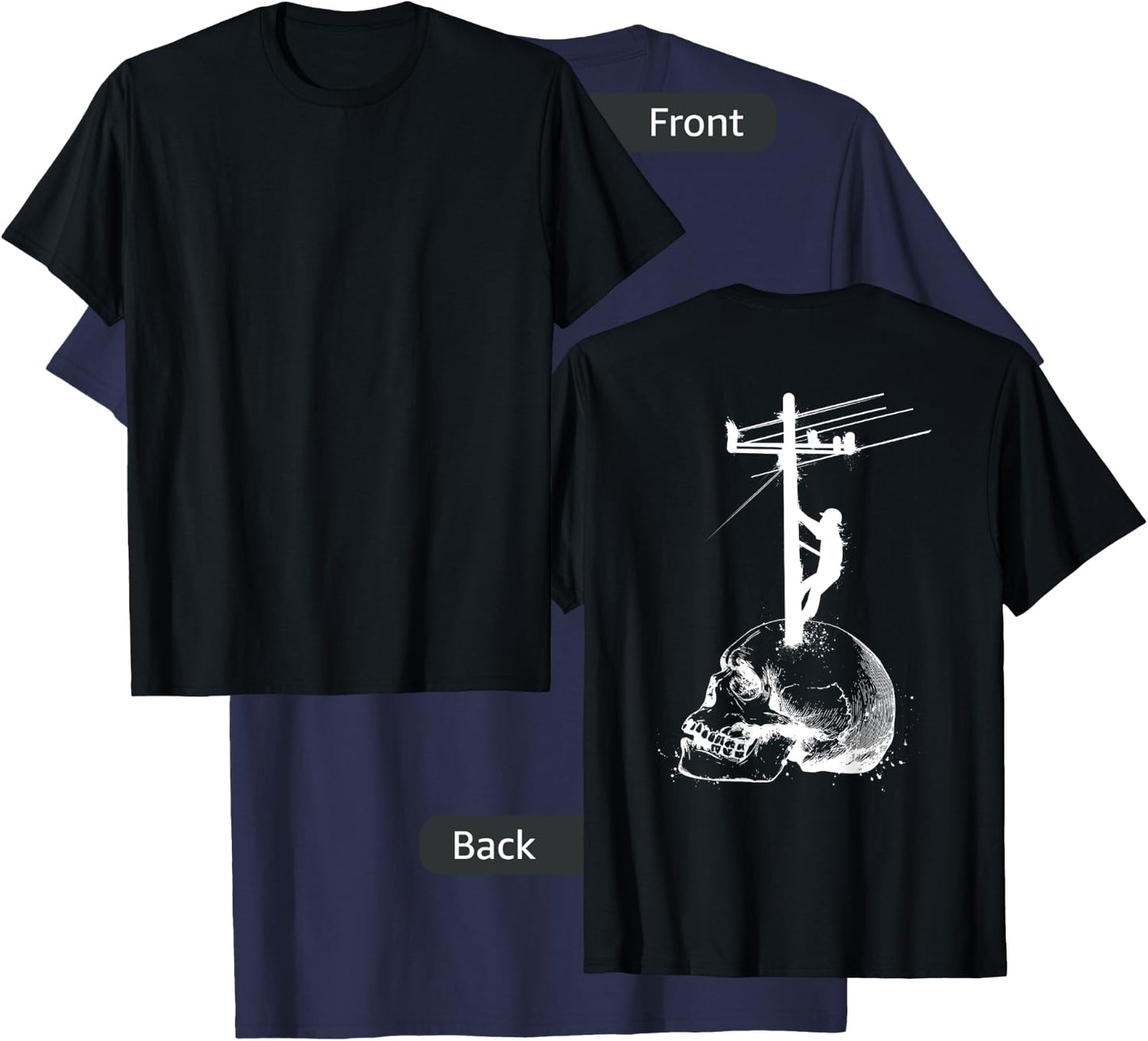 Lineman Gifts Line Worker Image On Back Of Shirt T-Shirt - T-Shirt | Navy