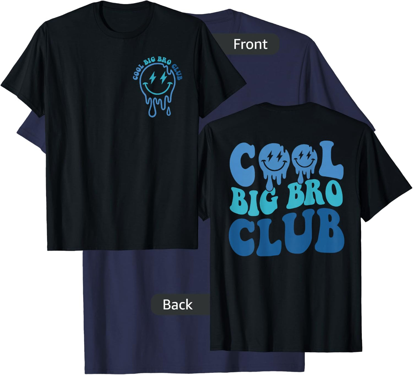 Cool Big Bro Club Retro Brother Matching Family 2 Sided T-Shirt - T-Shirt | Navy