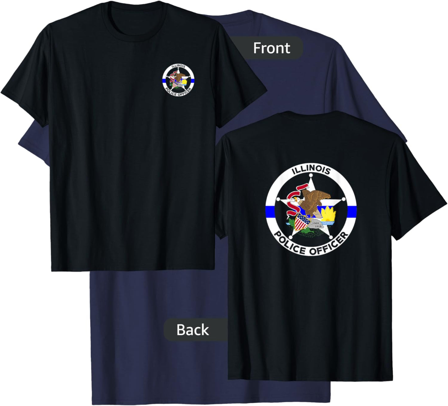 Illinois Police Officer's Department Policemen T-Shirt - T-Shirt | Navy
