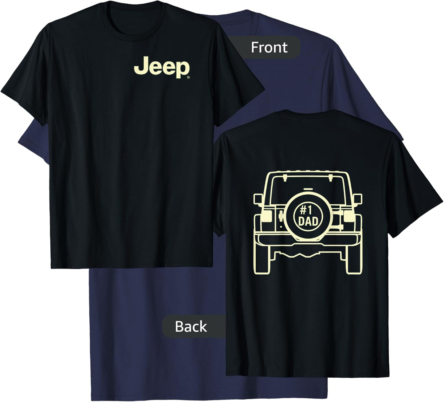 Jeep Dad (Front/Back Print) Small T-Shirt - T-Shirt | Navy