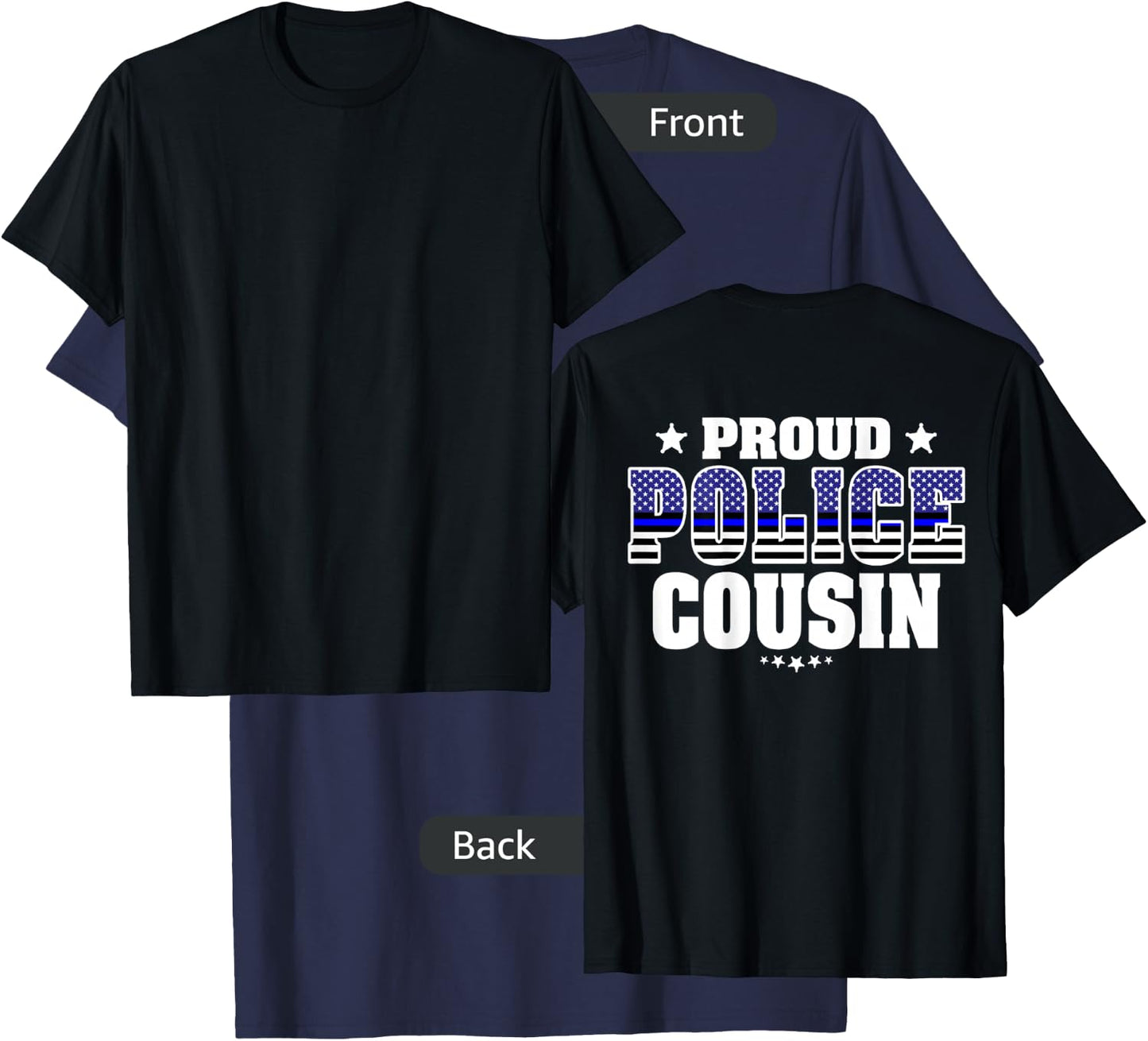 Proud Police Cousin Thin Blue Line US Flag Cop's Family T-Shirt - T-Shirt | Navy