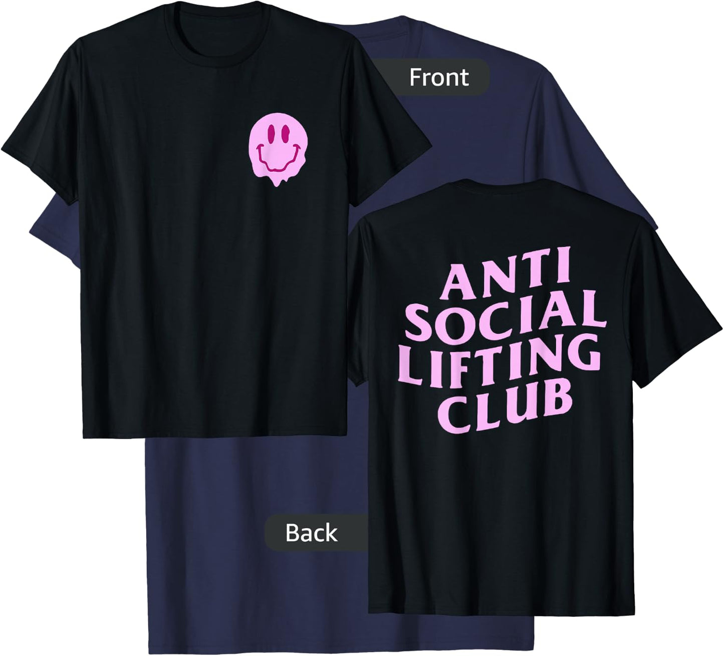 Anti Social Lifting Club - Front and Back T-Shirt - T-Shirt | Navy