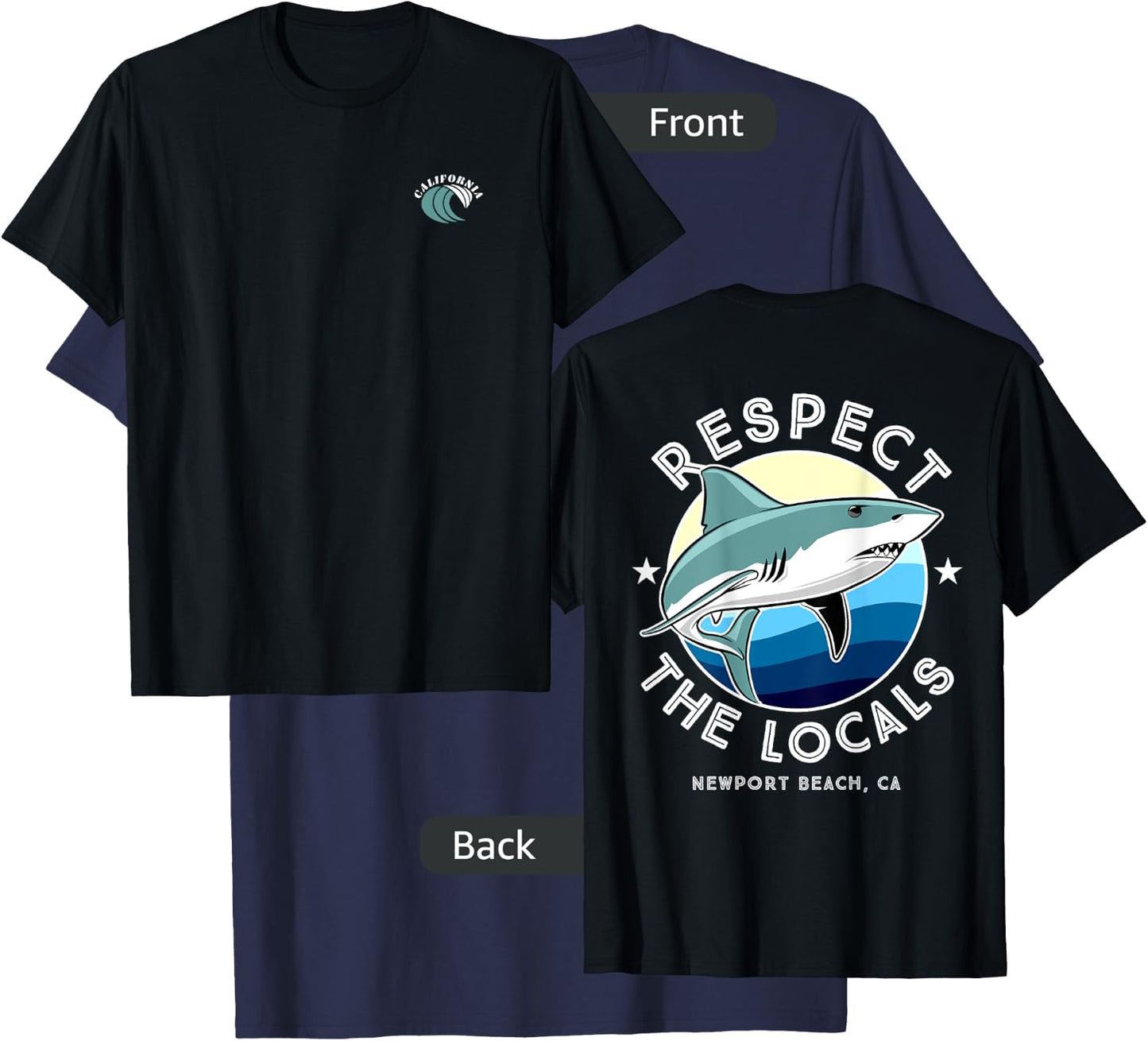 Newport Beach California - Respect the Locals Shark Women Kids T-Shirt - T-Shirt | Navy