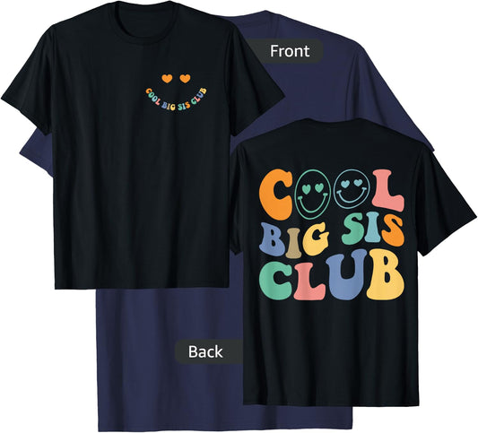 Cool Big Sis Club Funny Sister Saying Retro Groovy Women T-Shirt - T-Shirt | Navy