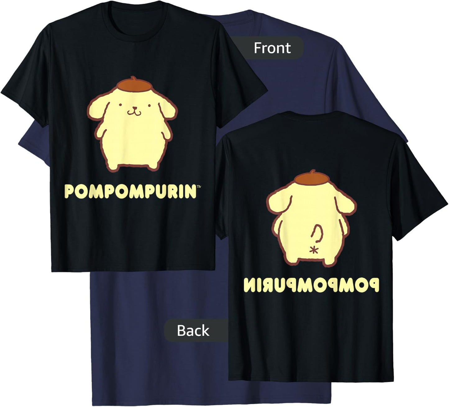Pompompurin Character Front and Back Small T-Shirt - T-Shirt | Navy