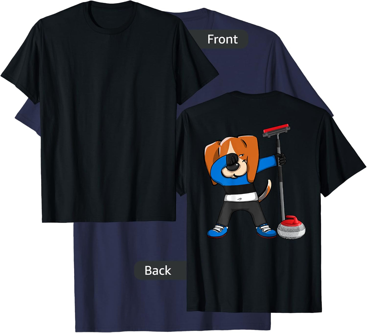 Dabbing Beagle Estonia Curling Lovers Jersey Winter Sports T-Shirt - T-Shirt | Navy