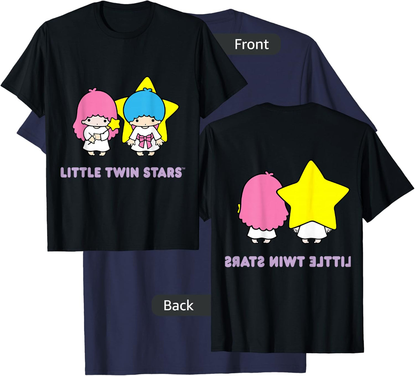 LittleTwinStars Character Front and Back T-Shirt - T-Shirt | Navy