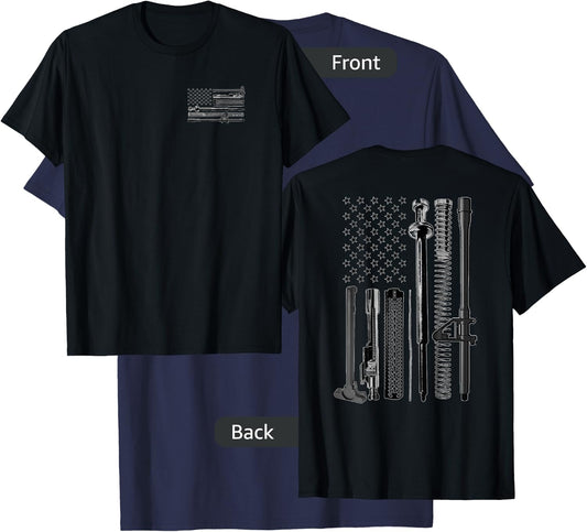 American AR-15 Parts Flag Front & Back T-Shirt - T-Shirt | Navy