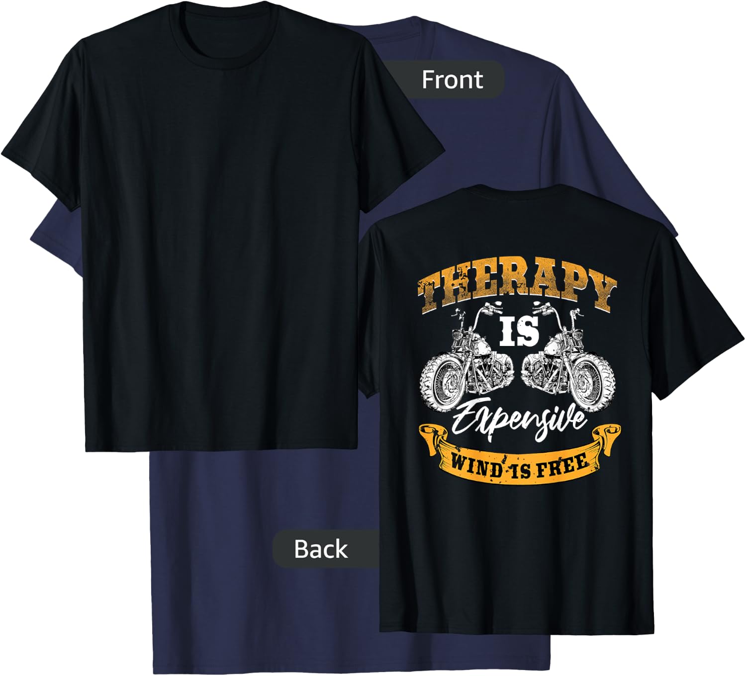 Biker Gear Motorcycle Gifts Image On Back Of Shirt T-Shirt - T-Shirt | Navy