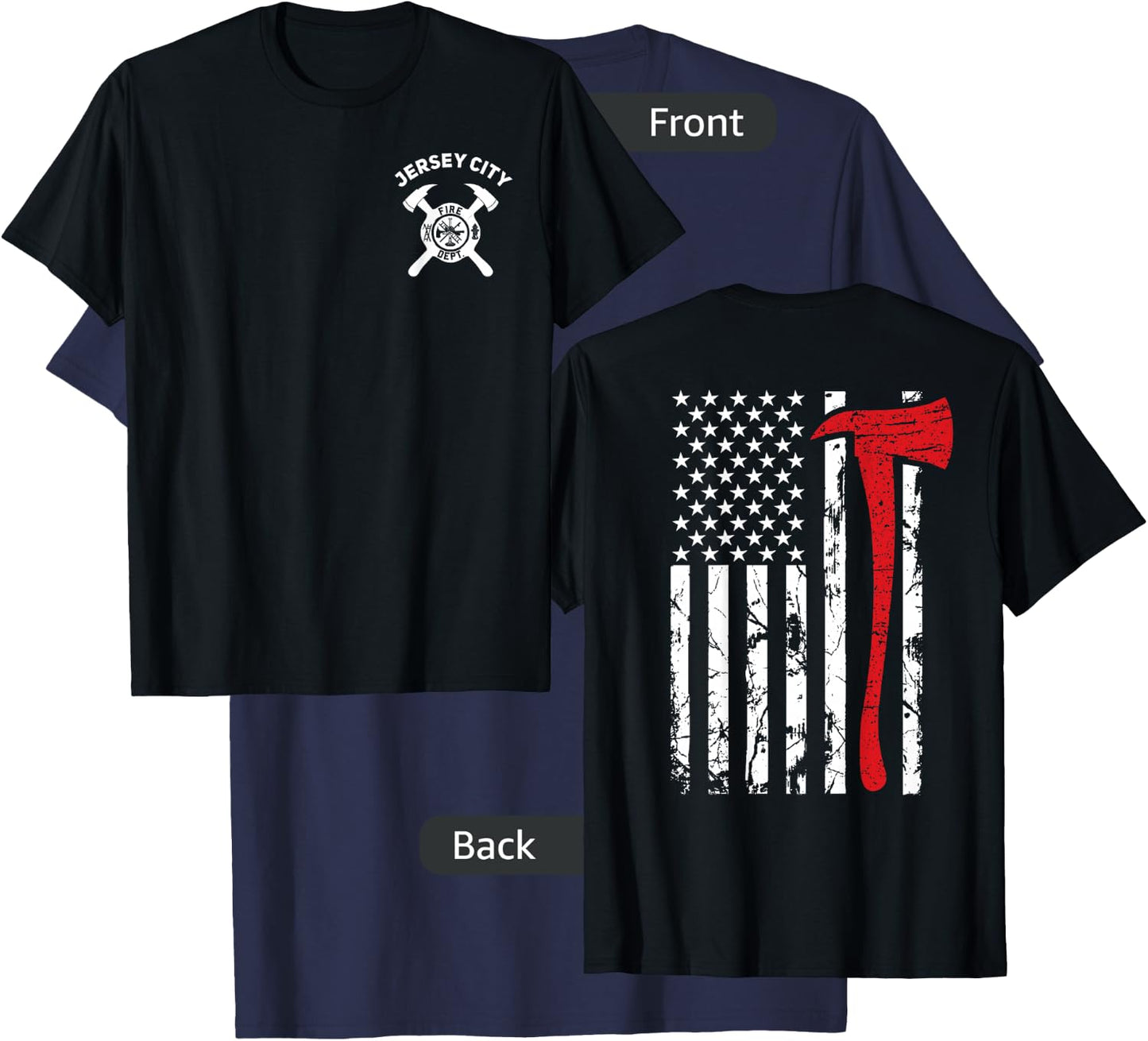 City Of Jersey City Fire Department New Jersey Firefighter T-Shirt - T-Shirt | Navy