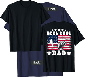 American Dad USA Fishing - Reel Cool Fishing Dad (on back) T-Shirt - T-Shirt | Navy