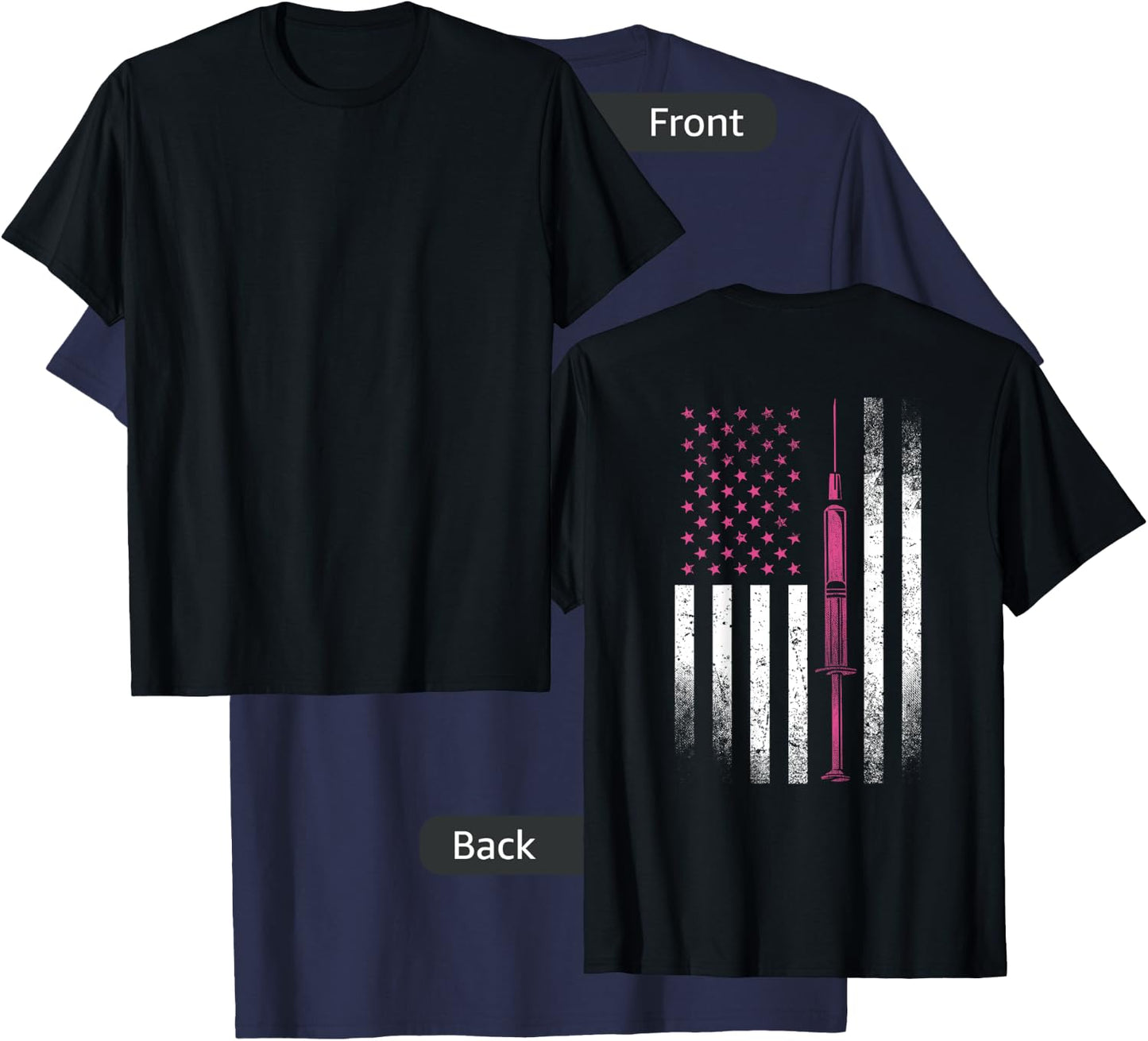 Nurse Shirt RN LPN American Flag Syringe Doctor Medical USA T-Shirt - T-Shirt | Navy