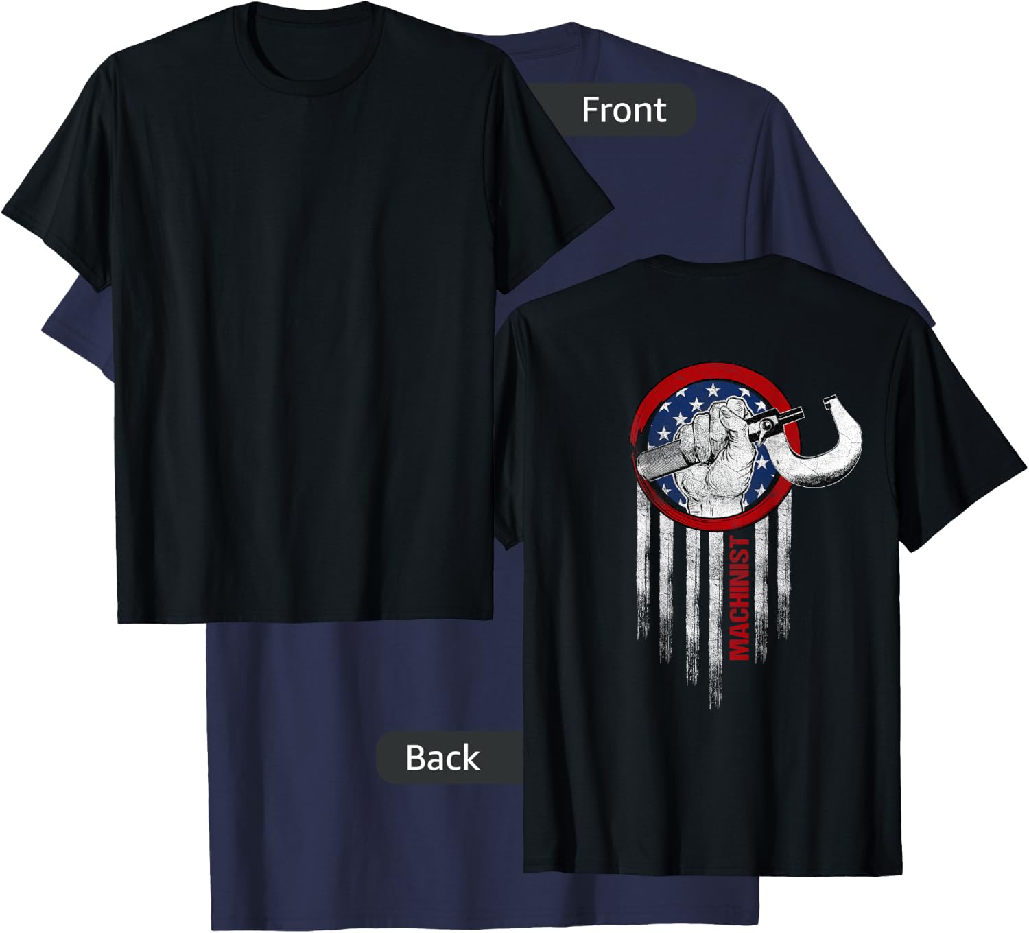 Machinist Gifts Design On Back Of Clothing T-Shirt - T-Shirt | Navy