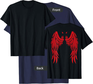 Devil Wings & Horn in Red | Back of Shirt Demon T-Shirt - T-Shirt | Navy
