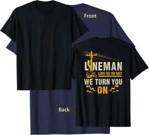 Lineman Gifts Line Worker Image On Back Of Shirt T-Shirt - T-Shirt | Navy