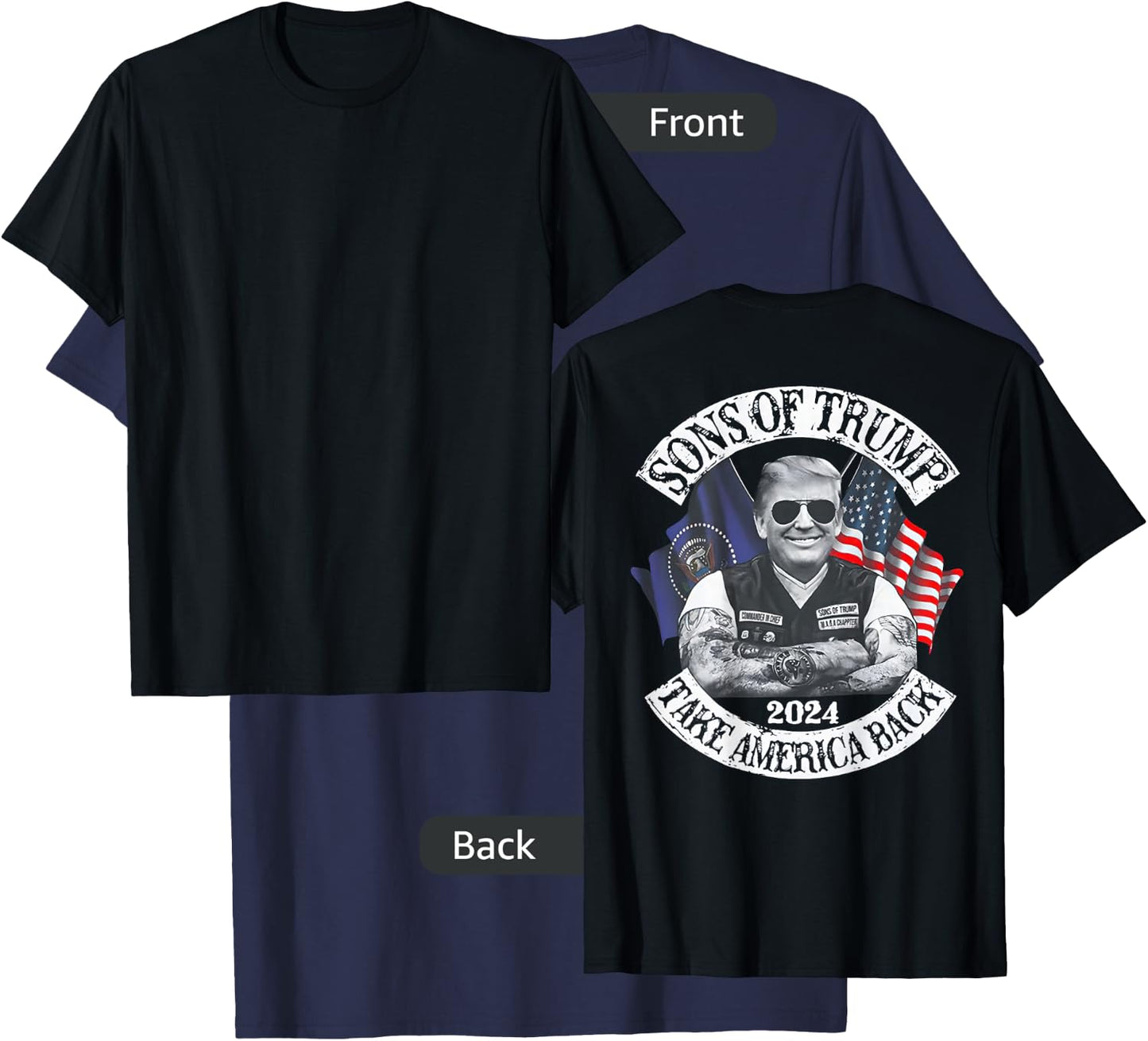 Sons Of Trump 2024 Take America Back (on back) T-Shirt - T-Shirt | Navy