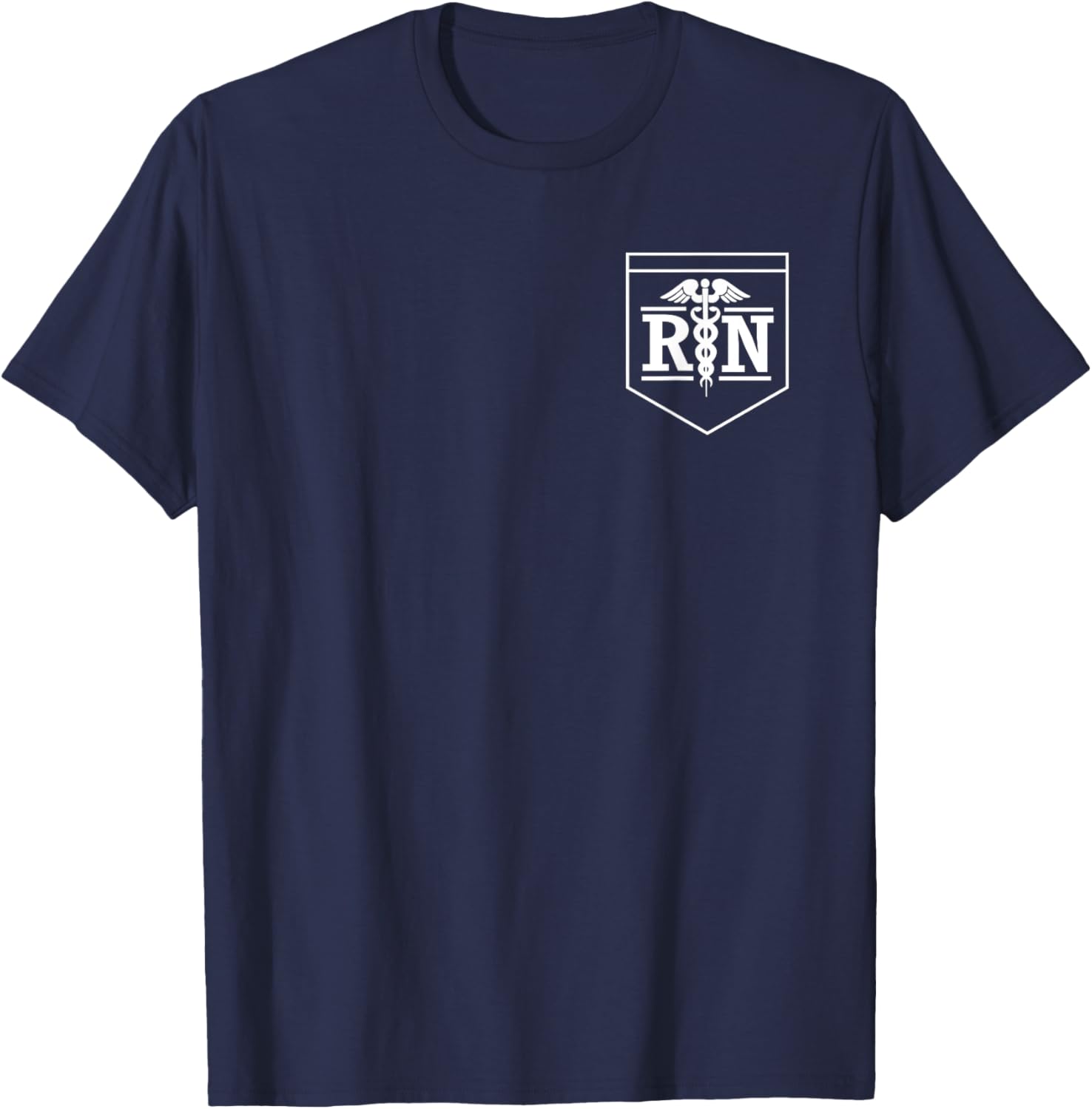 RN Caduceus Nurse Symbol Pocket Registered Nurse T-Shirt - T-Shirt | Navy