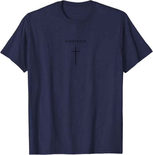 Surrender Cross - Minimalist Christian Jesus Christ T-Shirt - T-Shirt | Navy
