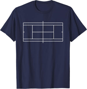 Tennis Court Outline Aerial Tennis Player Coach Team Tennis T-Shirt - T-Shirt | Navy