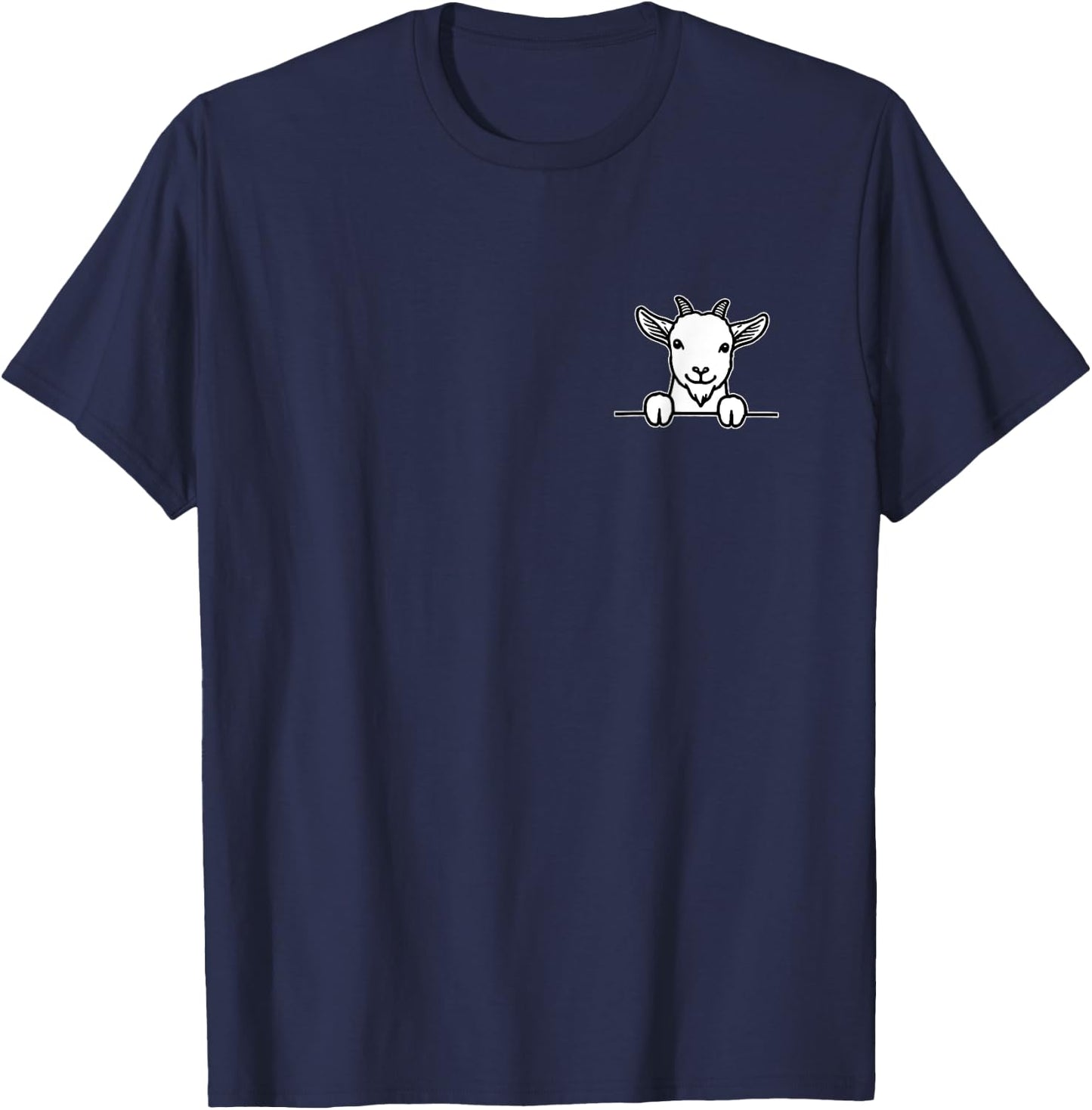 Retro Goats Lovely Animal Pet Lovers Adorable Goat In Pocket T-Shirt - T-Shirt | Navy