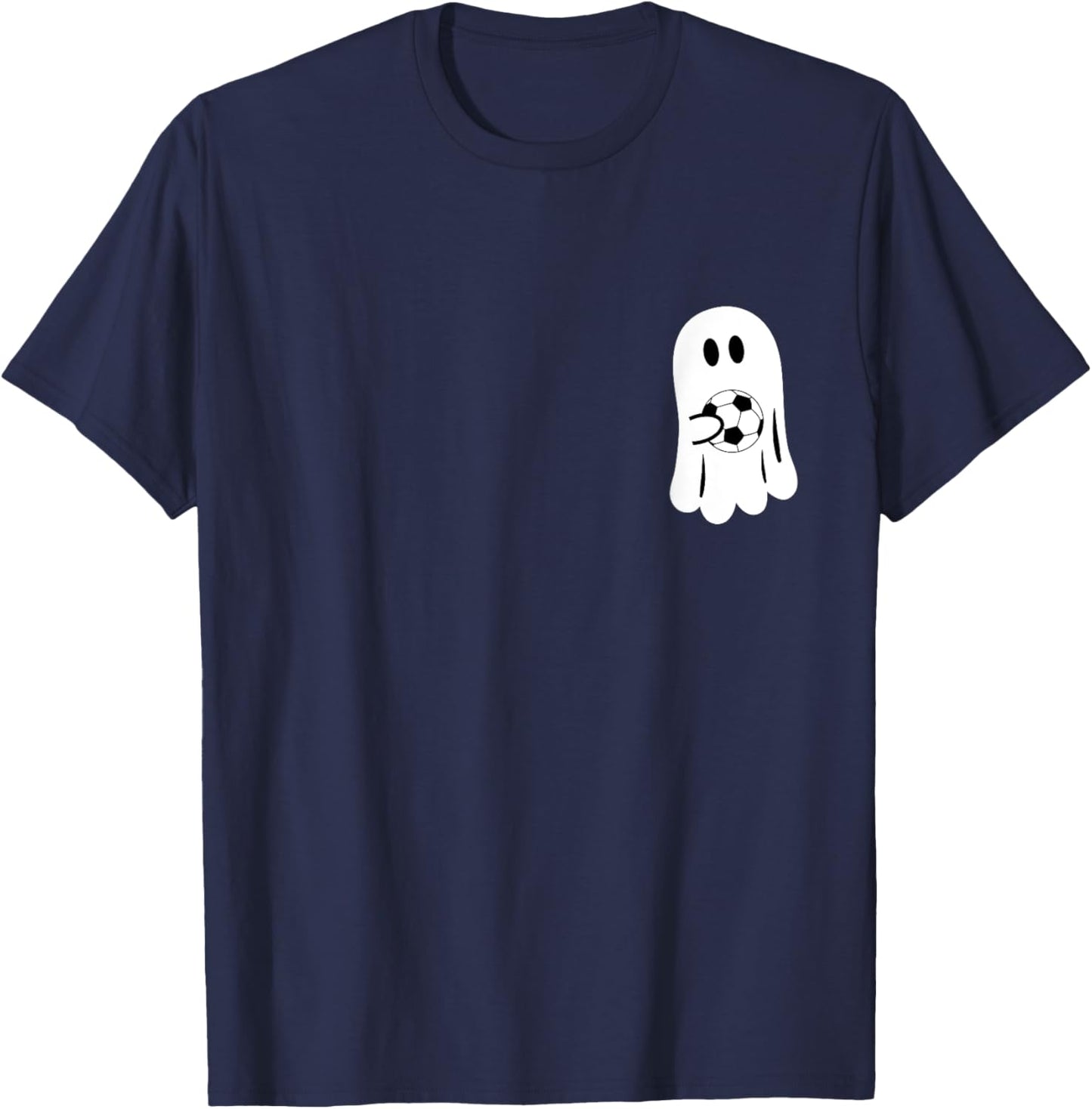 Funny Ghost Playing Soccer Ball Halloween Soccer Player T-Shirt - T-Shirt | Navy