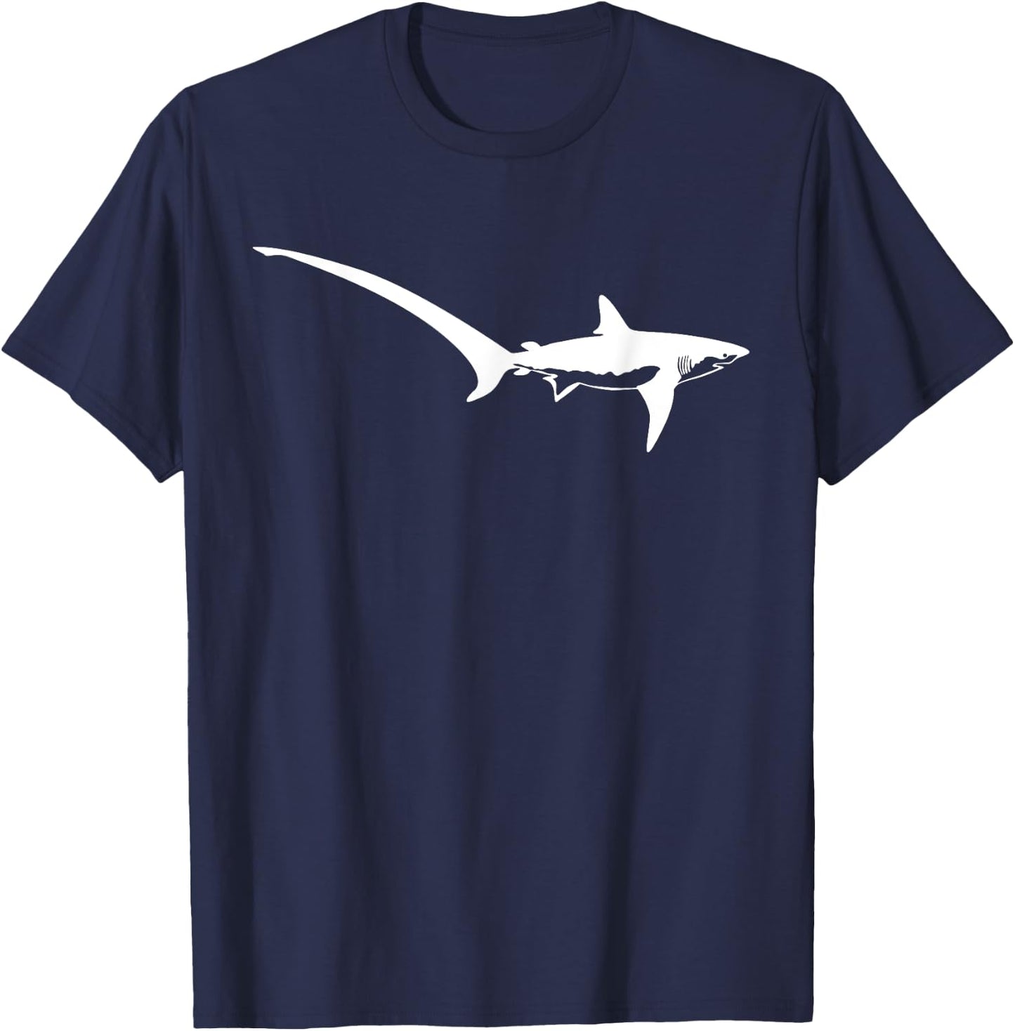 Thresher Shark Silhouette Simple Shark Design T-Shirt - T-Shirt | Navy