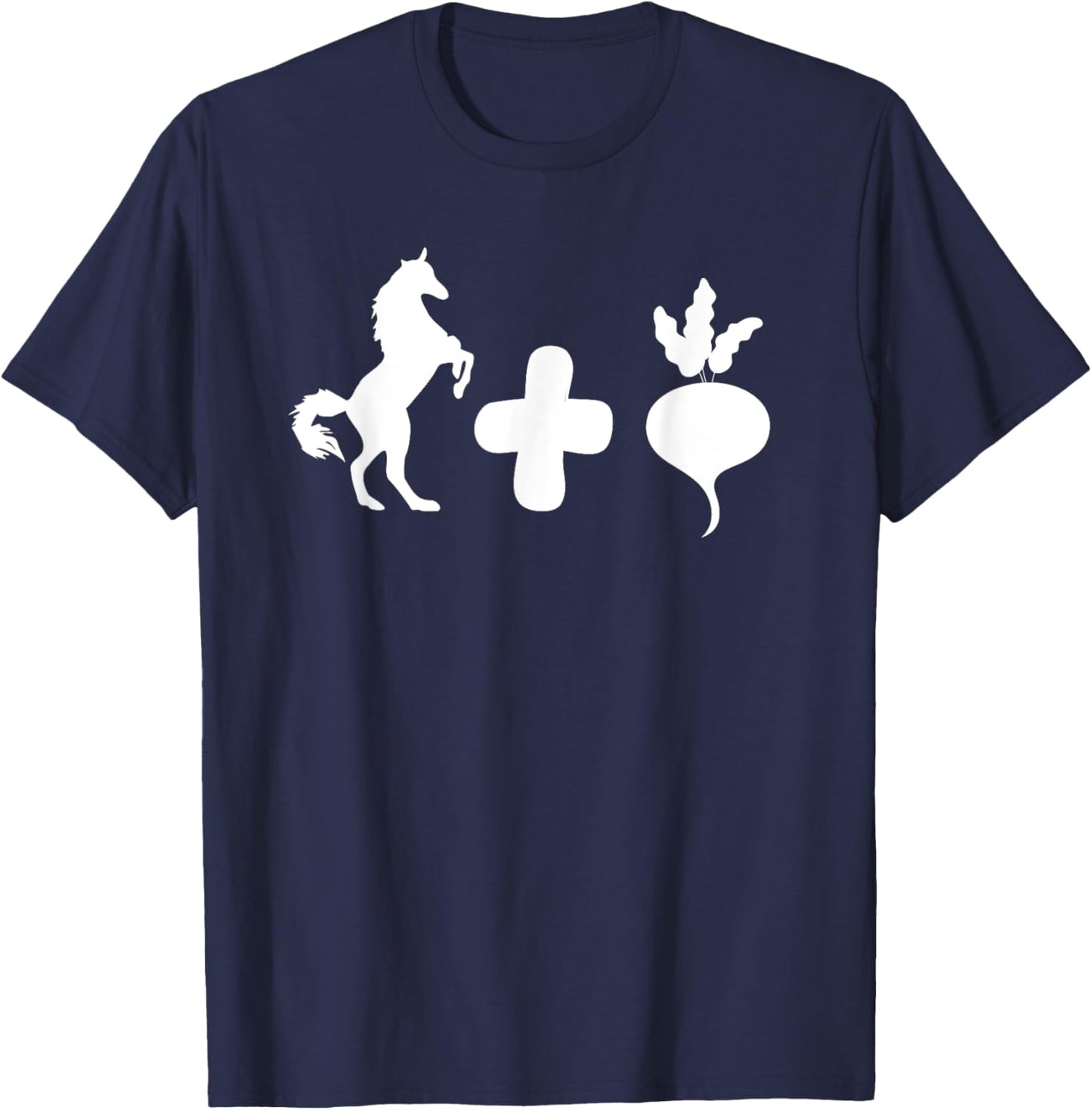 Funny Horseradish T Shirt Horse + Radish Shirt Funny Vegan T-Shirt - T-Shirt | Navy
