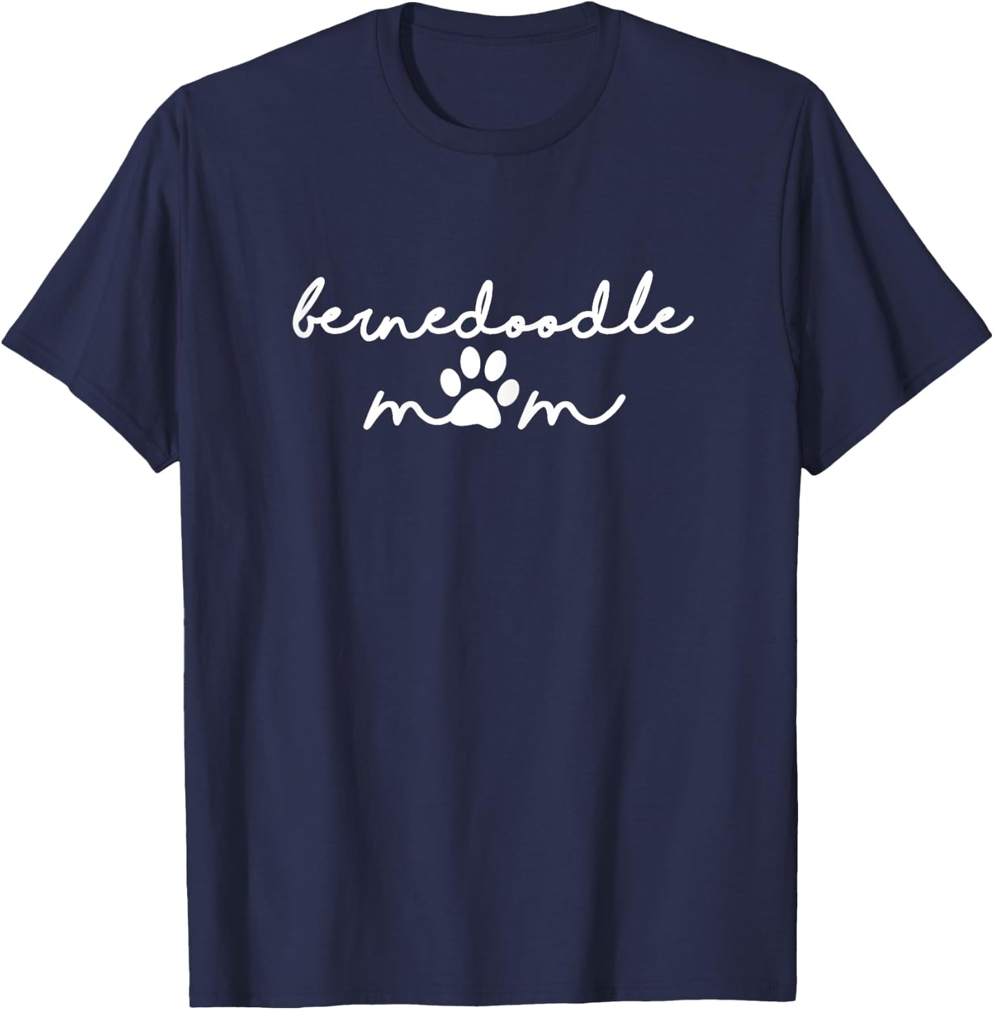 Bernedoodle Mom with Dog Pawprint for Human Fur Mama T-Shirt - T-Shirt | Navy