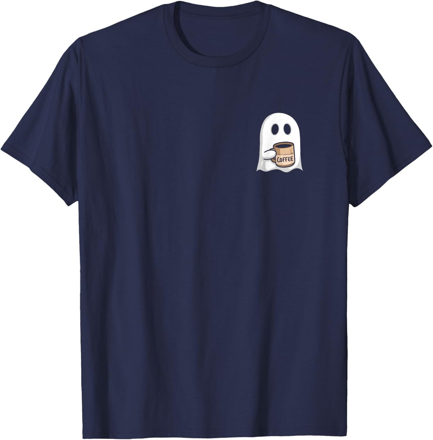 Ghost Drinking Coffee Funny Halloween Costume Coffee Lover T-Shirt - T-Shirt | Navy