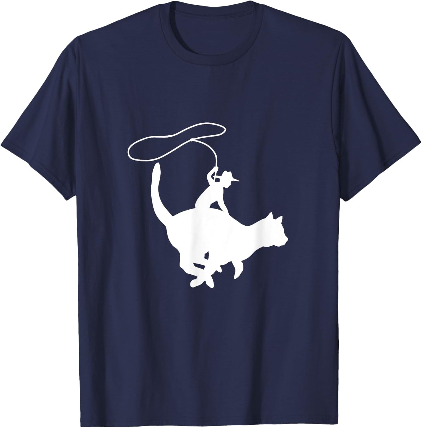 Cowboy Cat Herder on Cat T-Shirt - T-Shirt | Navy