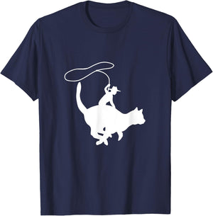 Cowboy Cat Herder on Cat T-Shirt - T-Shirt | Navy