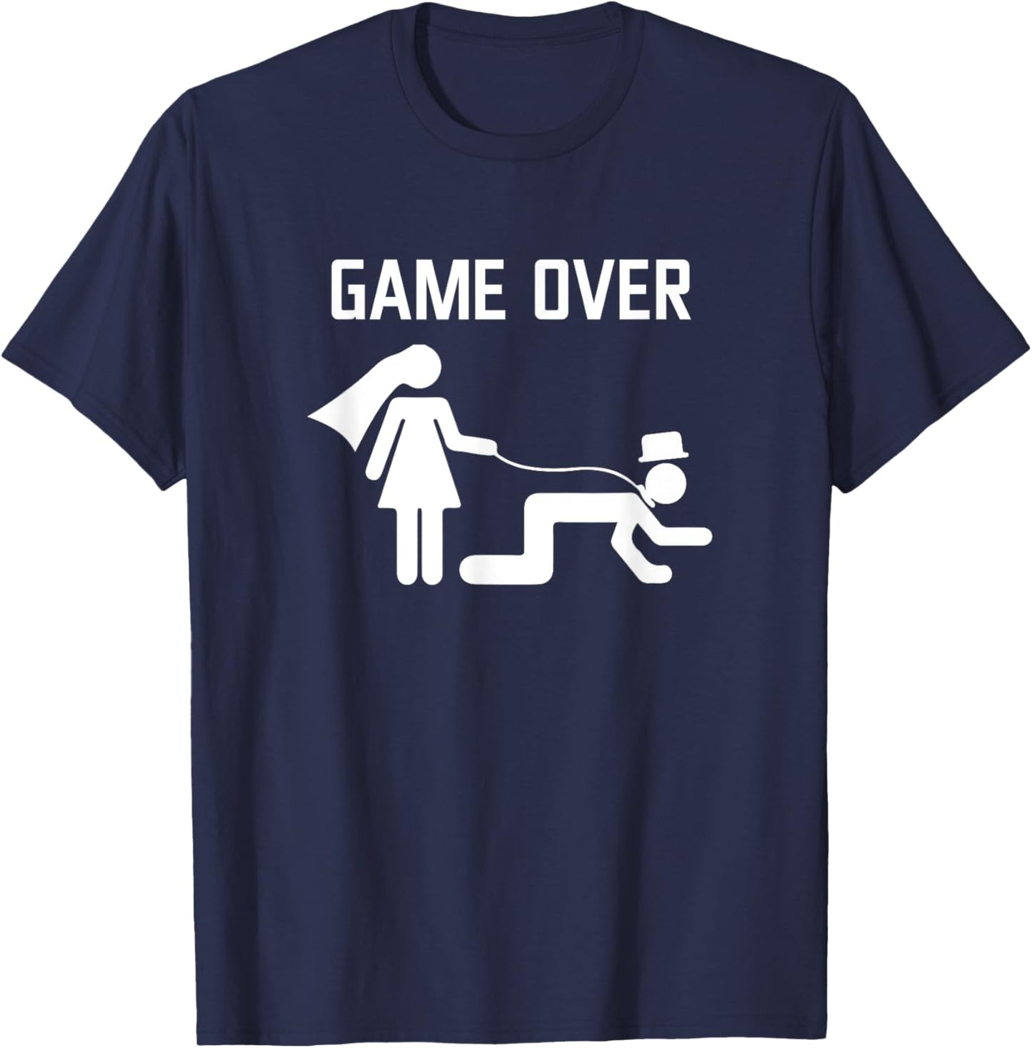 Groom Game Over Bachelor Supplies Party Wedding T-Shirt - T-Shirt | Navy