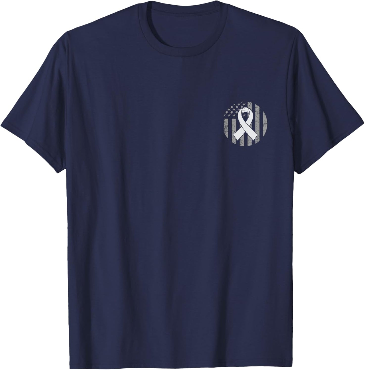 Distressed American Flag Pocket Brain Cancer Awareness Kids Men T-Shirt - T-Shirt | Navy