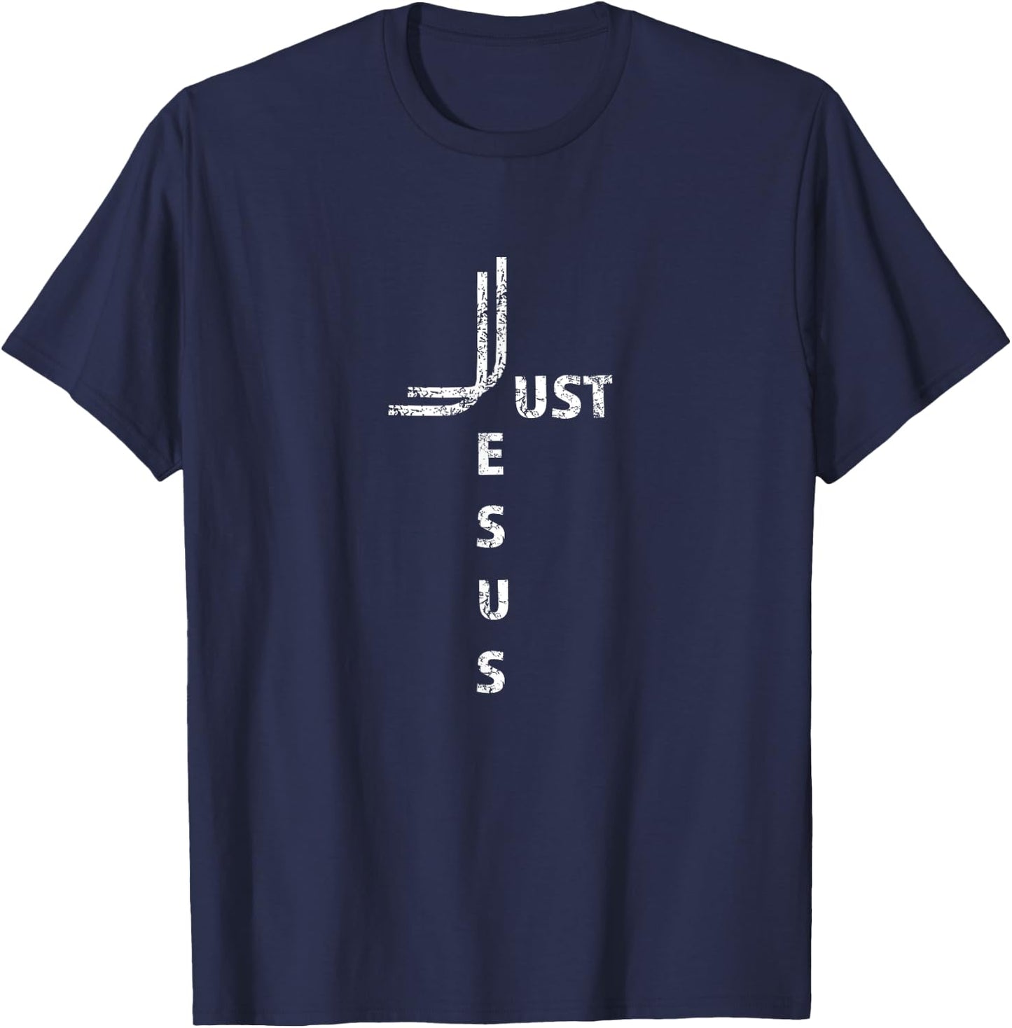Just Jesus Christian Faith Cross T-Shirt - T-Shirt | Navy