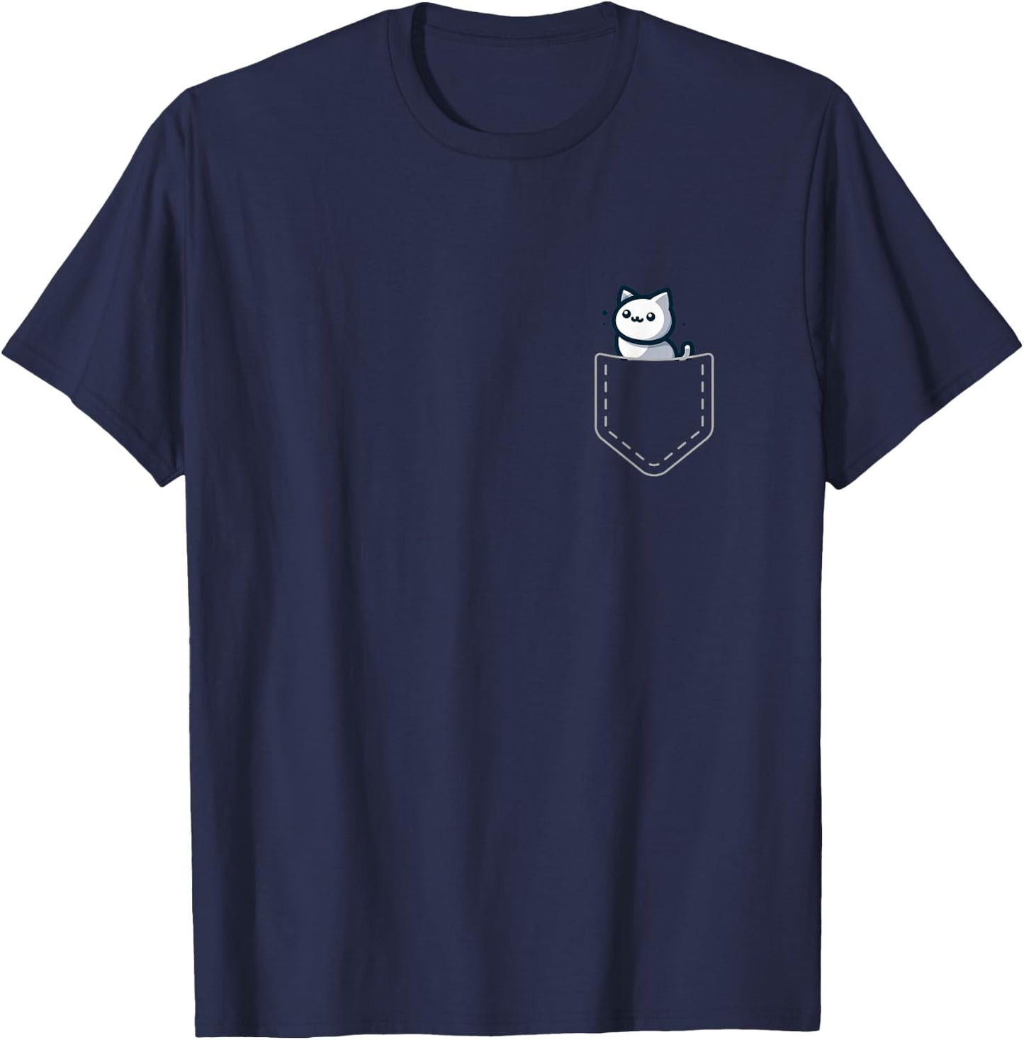 Kawaii Anime Pocket Cat Kids T-Shirt - T-Shirt | Navy