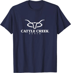 Cattle Creek Original White Logo T-Shirt - T-Shirt | Navy