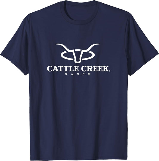 Cattle Creek Original White Logo T-Shirt - T-Shirt | Navy