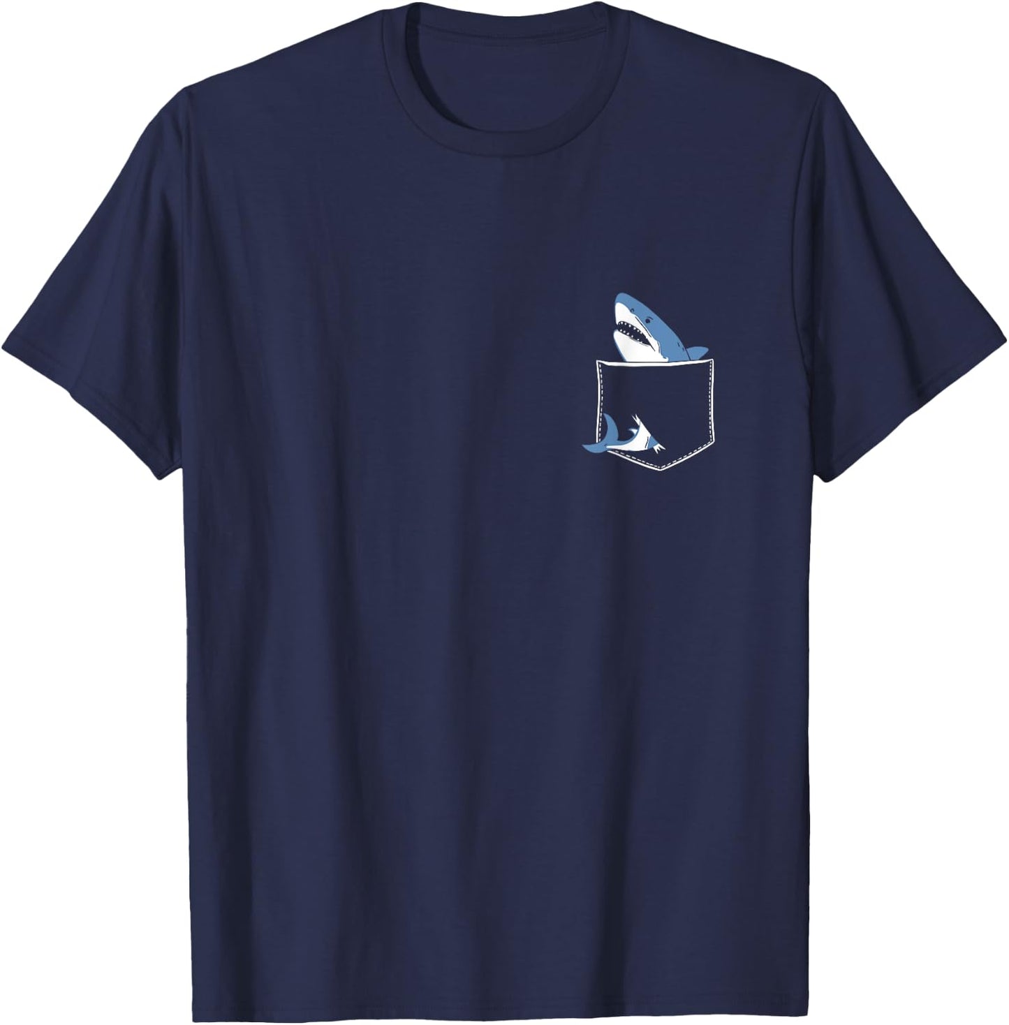 Shark Pocket Animal Pets Funny Shark Men Women Kids T-Shirt - T-Shirt | Navy