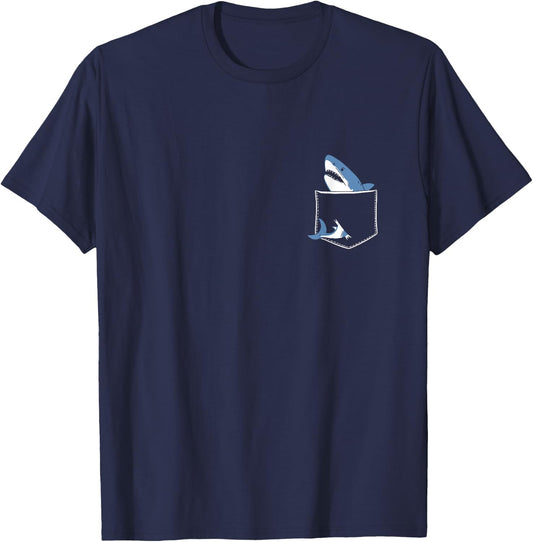Shark Pocket Animal Pets Funny Shark Men Women Kids T-Shirt - T-Shirt | Navy