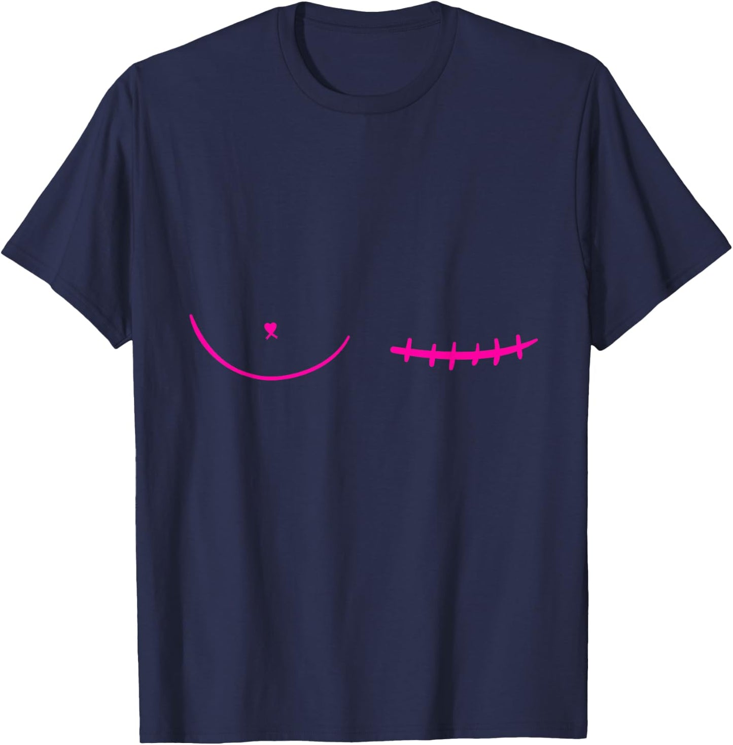 Left Mastectomy Scar Breast Cancer Survivor T-Shirt - T-Shirt | Navy