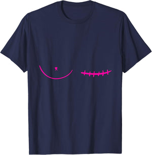 Left Mastectomy Scar Breast Cancer Survivor T-Shirt - T-Shirt | Navy