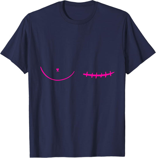 Left Mastectomy Scar Breast Cancer Survivor T-Shirt - T-Shirt | Navy