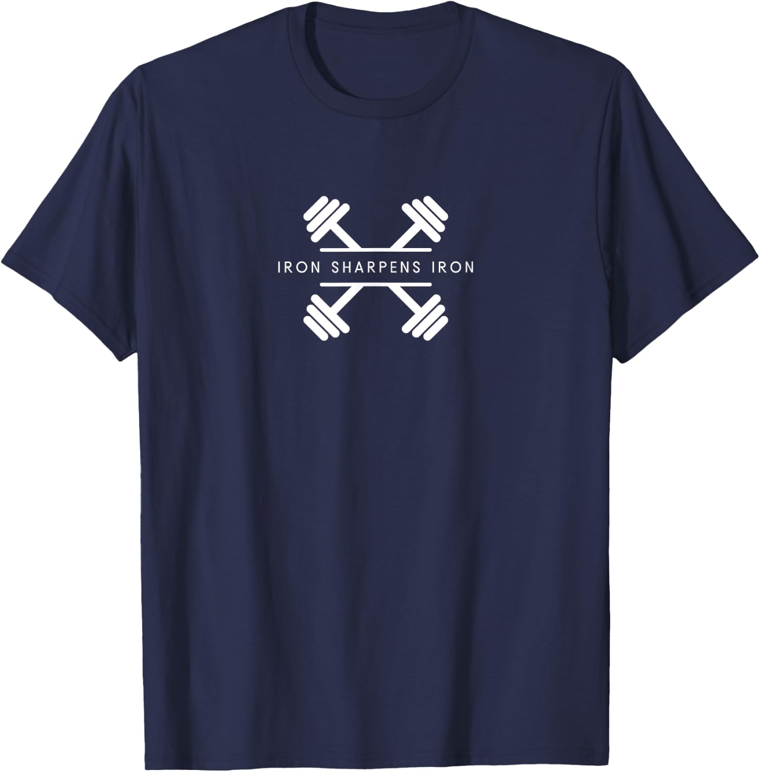 Iron Sharpens Iron - Minimalist Weightlifting Gym Workout T-Shirt - T-Shirt | Navy
