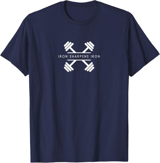 Iron Sharpens Iron - Minimalist Weightlifting Gym Workout T-Shirt - T-Shirt | Navy