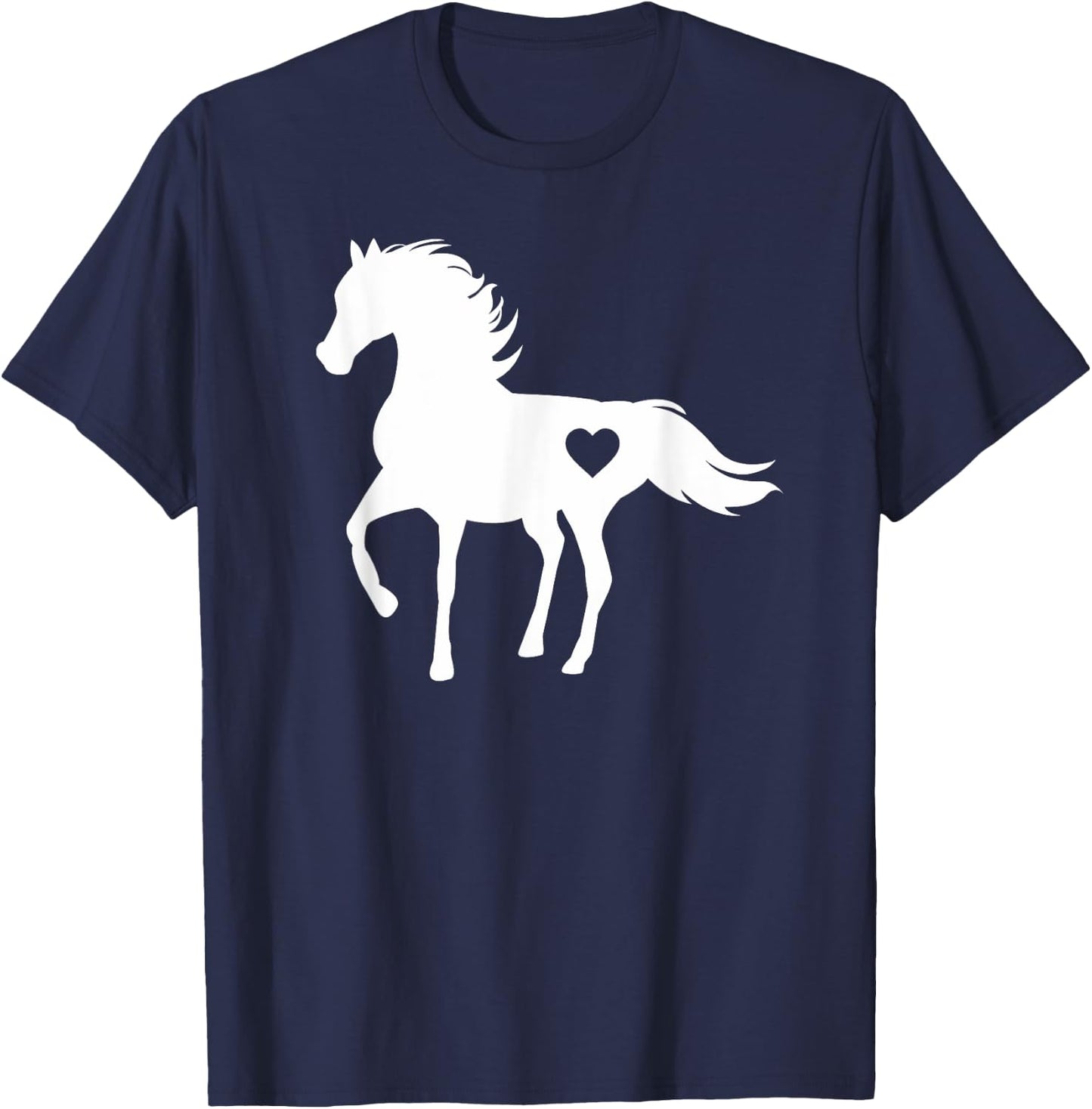 Horse with Heart White T-Shirt - T-Shirt | Navy