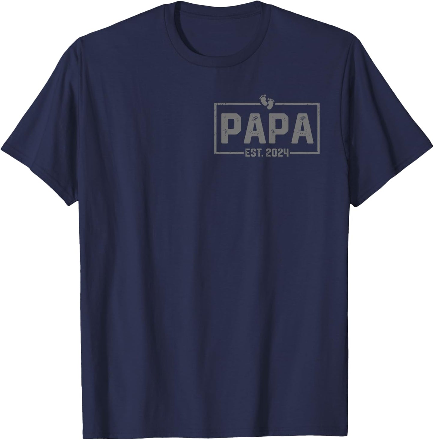 Papa Est. 2024 Papa 2024 Logo New Dad Fathers Day T-Shirt - T-Shirt | Navy